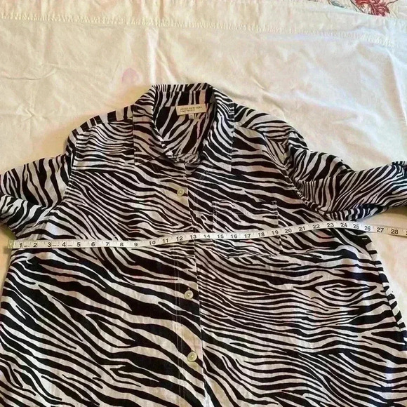 Jones New York Zebra Print 100% Linen 3/4 Sleeve Shirt Tunic Plus Size 2X. - Picture 12 of 13